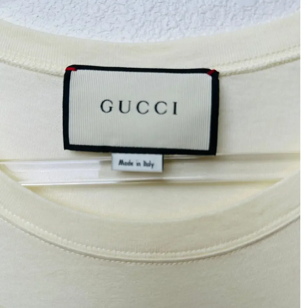 Gucci Sequin Cat Rainbow Logo T-Shirt Cream Unisex US M